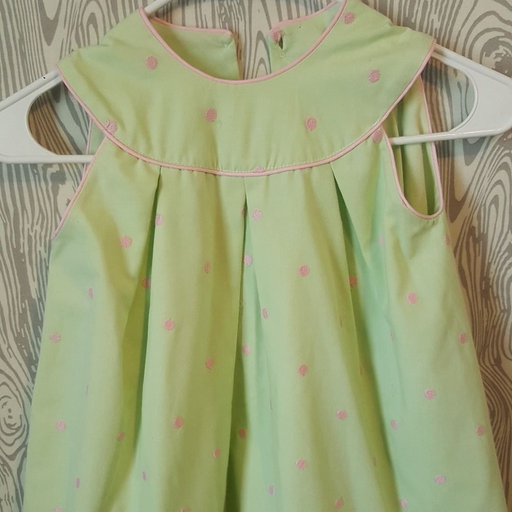 Green,pink polka dot child dress
